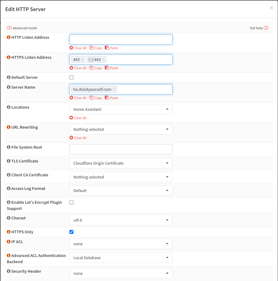 Remember to enter the Cloudflare Origin Certificate